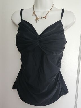 Black Twist-Front Tankini Top Size 10.
